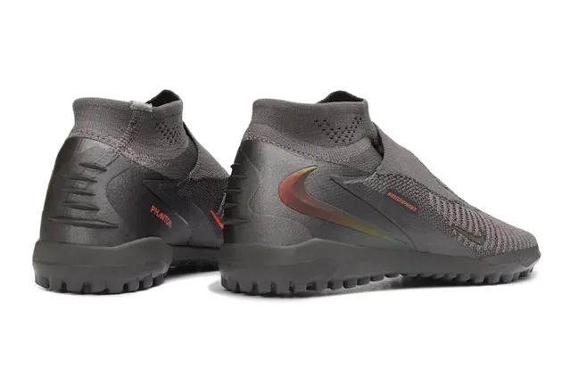 Nike Gray Orange Sock-Fit Collar Flyknit Upper Turf Soccer Shoes 5