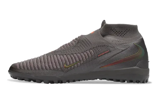 Nike Gray Orange Sock-Fit Collar Flyknit Upper Turf Soccer Shoes 7