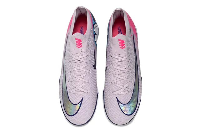 Nike Gris Rosa Bajo Corte Ajuste Calcetín Superior Construcción Flyknit Superficie Firme Zapatos de Fútbol 2