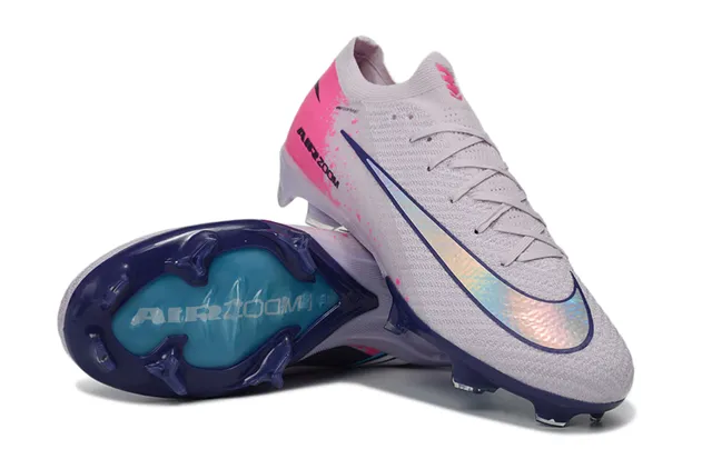 Nike Gris Rosa Bajo Corte Ajuste Calcetín Superior Construcción Flyknit Superficie Firme Zapatos de Fútbol 3