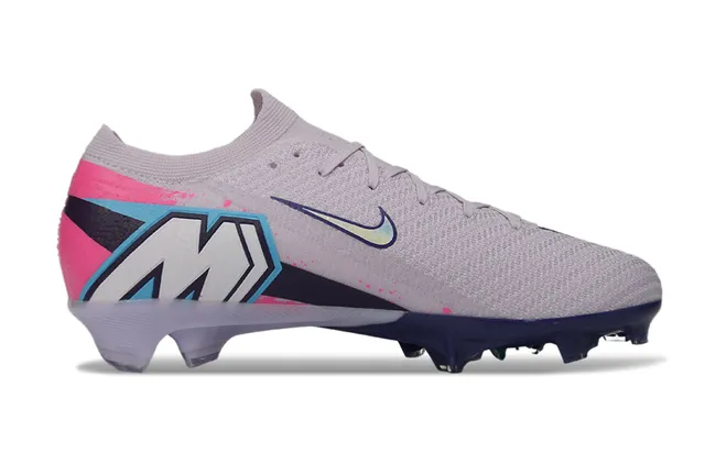 Nike Gris Rosa Bajo Corte Ajuste Calcetín Superior Construcción Flyknit Superficie Firme Zapatos de Fútbol 7