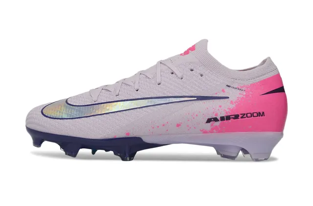 Nike Gris Rosa Bajo Corte Ajuste Calcetín Superior Construcción Flyknit Superficie Firme Zapatos de Fútbol 8