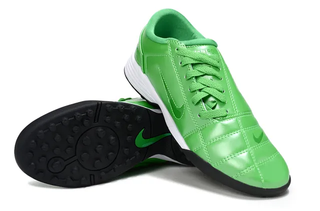 Nike Verde Negro Low-Top Zapatos de Fútbol Turf Cuero Sintético Superior 4