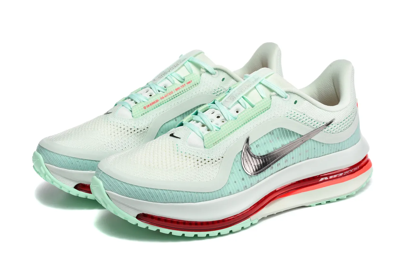 Nike Green Red Engineered Mesh Upper Translucent Air Zoom Unit Running Shoes 6