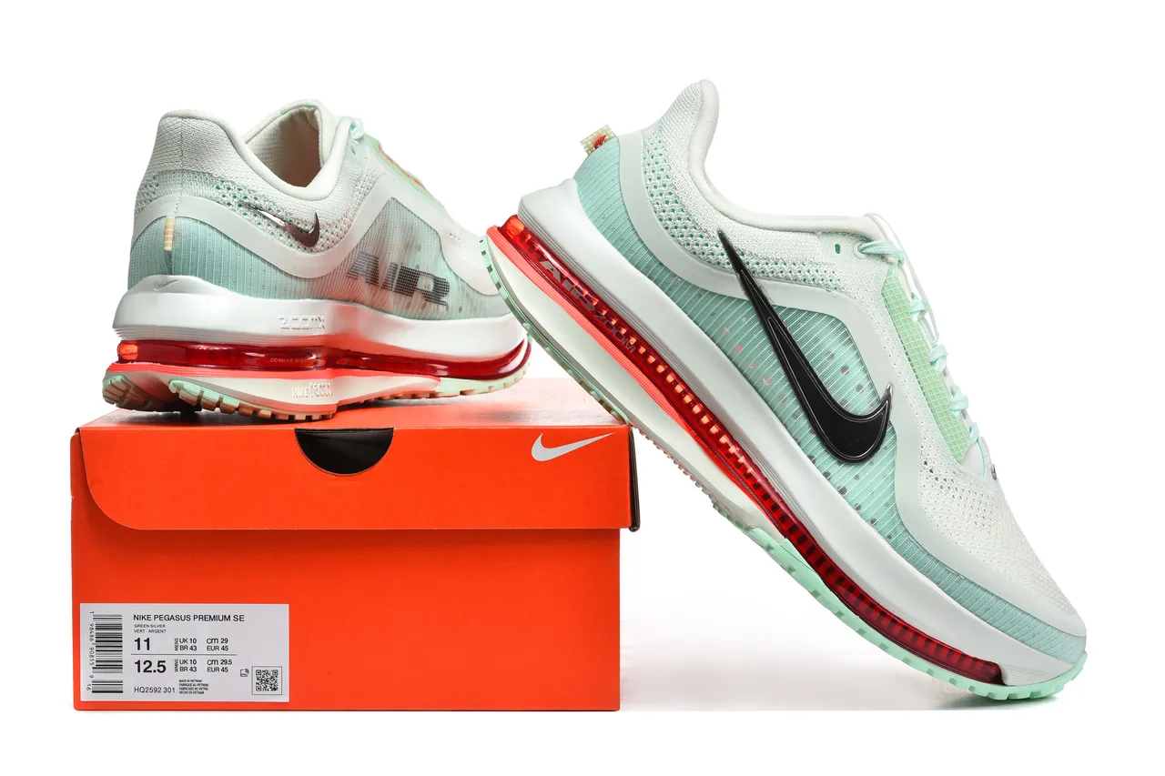 Nike Green Red Engineered Mesh Upper Translucent Air Zoom Unit Running Shoes 8