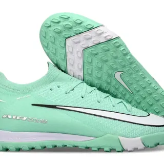 Nike Chuteira de futebol turf verde branco upper knit low-cut colar estilo meia