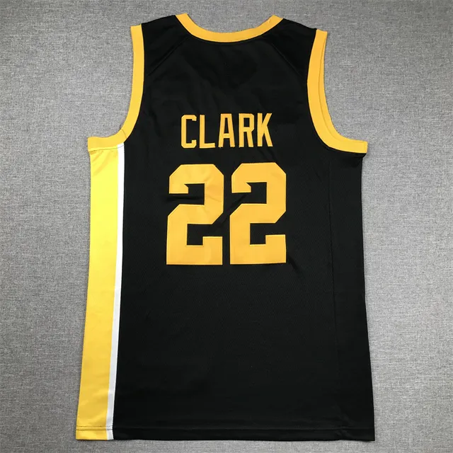 Nike Iowa Hawkeyes No. 22 Clark Black Yellow V-Neck Sleeveless Jersey 3
