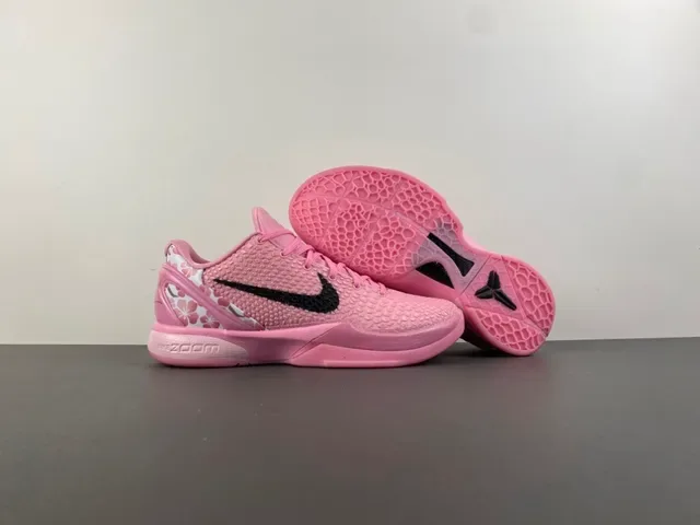 Nike Kobe Rose Noir Tige Texturée Pébbled Superposition Swoosh Chaussures de Basketball 13