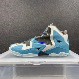 Nike LeBron 11 हल्का नीला सफेद काला बास्केटबॉल जूते