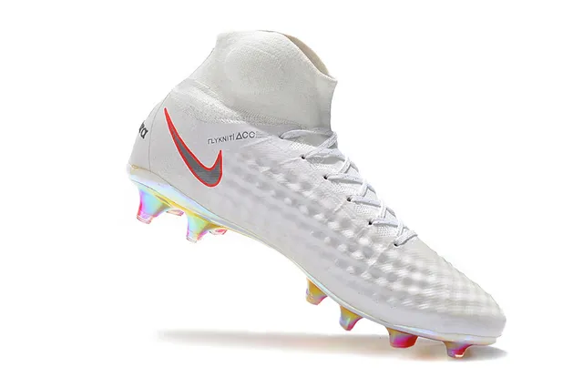 Nike Magista Obra II Elite DF FG Branco Vermelho Superior Sintético Matelassado Campo Firme Tênis de Futebol 4