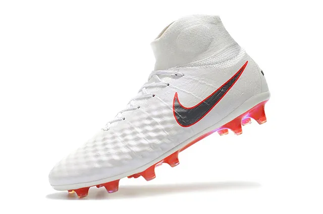 Nike Magista Obra II Elite DF FG Branco Vermelho Superior Sintético Matelassado Campo Firme Tênis de Futebol 5
