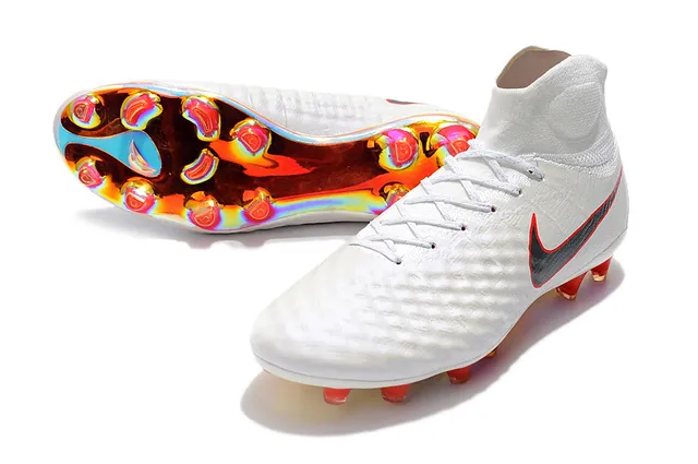 Nike Magista Obra II Elite DF FG Branco Vermelho Superior Sintético Matelassado Campo Firme Tênis de Futebol 9