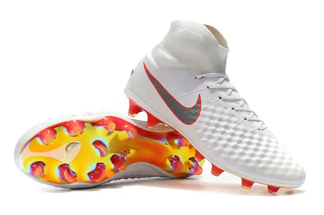 Nike Magista Obra II Elite DF FG Branco Vermelho Superior Sintético Matelassado Campo Firme Tênis de Futebol 10