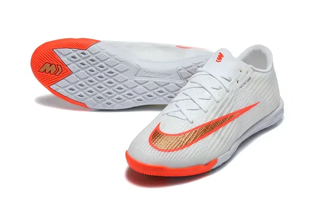 Nike Mercurial Flyweave Ultra أبيض برتقالي أحذية كرة القدم الداخلية 6