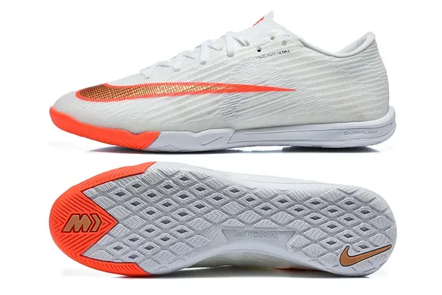 Nike Mercurial Flyweave Ultra أبيض برتقالي أحذية كرة القدم الداخلية 9