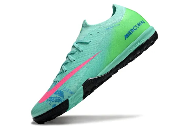 Nike Mercurial أخضر وردي منخفض القطع تناسب الجوارب العلوي نسيج تدرج ملعب كرة القدم أحذية كرة القدم 3