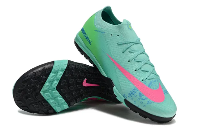 Nike Mercurial أخضر وردي منخفض القطع تناسب الجوارب العلوي نسيج تدرج ملعب كرة القدم أحذية كرة القدم 4