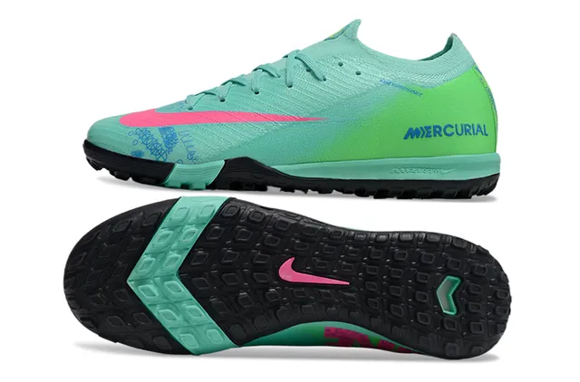 Nike Mercurial أخضر وردي منخفض القطع تناسب الجوارب العلوي نسيج تدرج ملعب كرة القدم أحذية كرة القدم 6