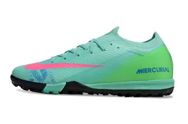 Nike Mercurial أخضر وردي منخفض القطع تناسب الجوارب العلوي نسيج تدرج ملعب كرة القدم أحذية كرة القدم 7