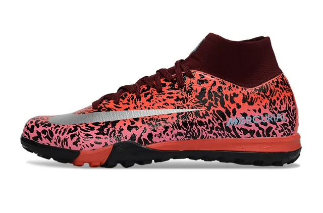 Nike Mercurial 橙黑豹纹合成革鞋面袜套式领口草地足球鞋 6