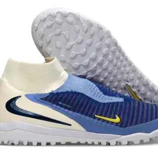 Nike Mercurial Superfly Beige Blue Tênis de futebol com gola de meia Flyknit para turf