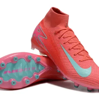 Nike Mercurial Superfly Rose corail Sarcelle Chaussures de football Terre ferme