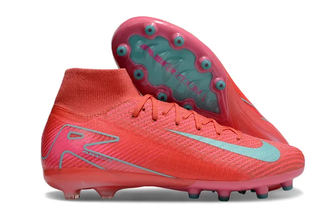 Nike Mercurial Superfly Rose corail Sarcelle Chaussures de football Terre ferme 5