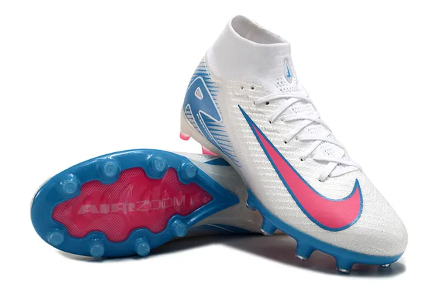 Nike Mercurial Superfly श्वेत गुलाबी नीला Firm-Ground फुटबॉल जूते 3
