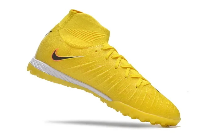 Nike Mercurial Superfly Amarelo Preto Alto Corte Ajuste Meia Construção Malha Superior Sapatos de Futebol para Gramado 2