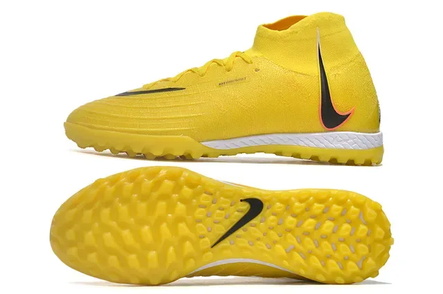 Nike Mercurial Superfly Amarelo Preto Alto Corte Ajuste Meia Construção Malha Superior Sapatos de Futebol para Gramado 6