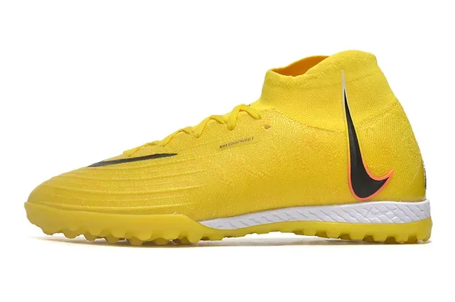 Nike Mercurial Superfly Amarelo Preto Alto Corte Ajuste Meia Construção Malha Superior Sapatos de Futebol para Gramado 7