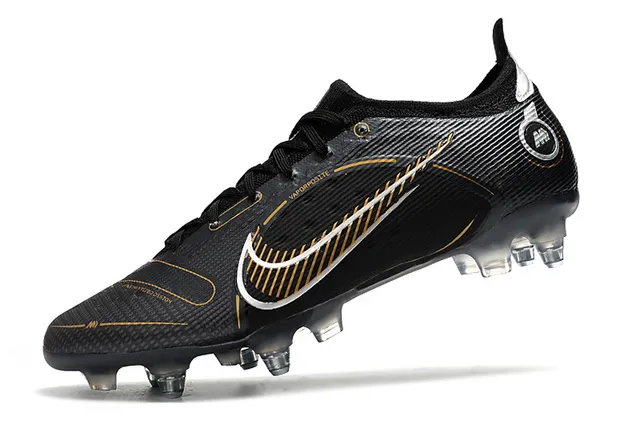 Nike Mercurial Vapor أسود ذهبي أبيض أرض صلبة أحذية كرة القدم 4