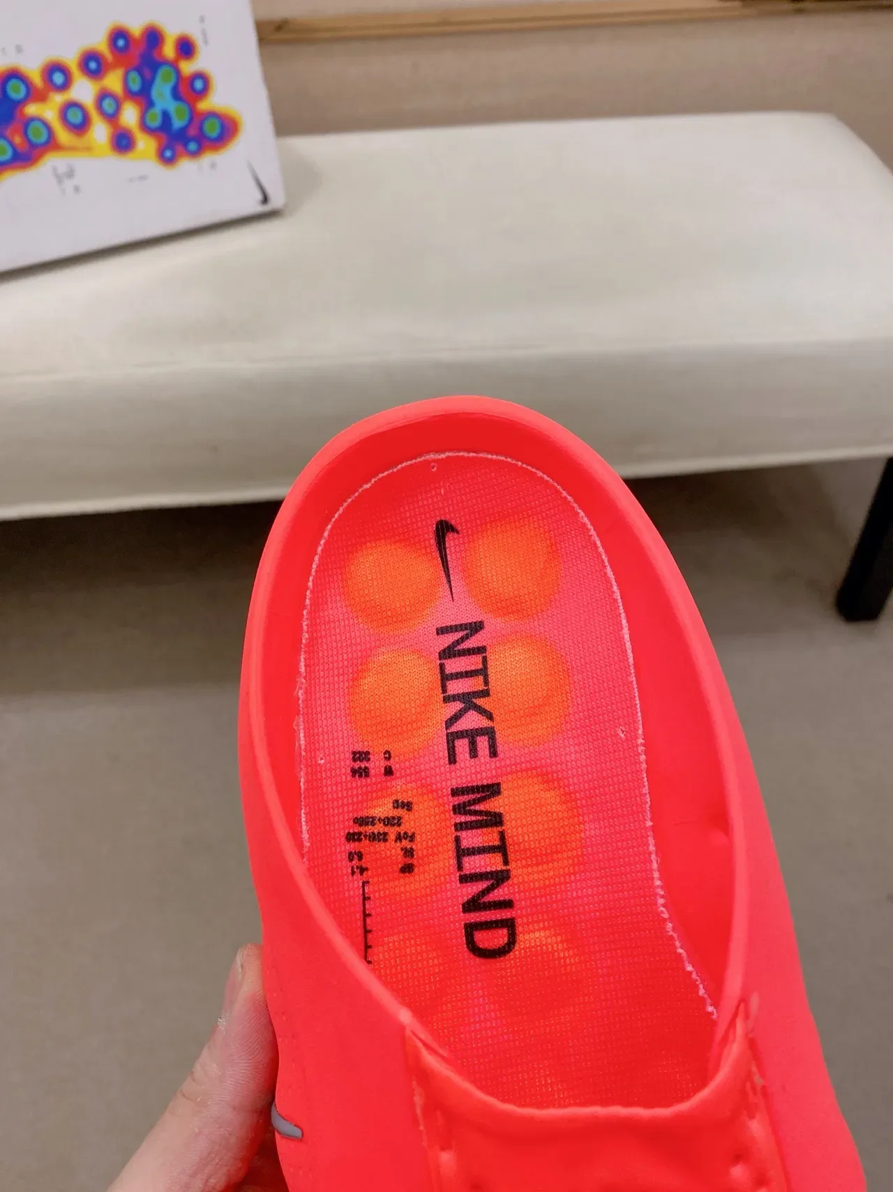 Nike Mind Orange White Molded Wavy Sole Perforated Strap Upper Slippers 8