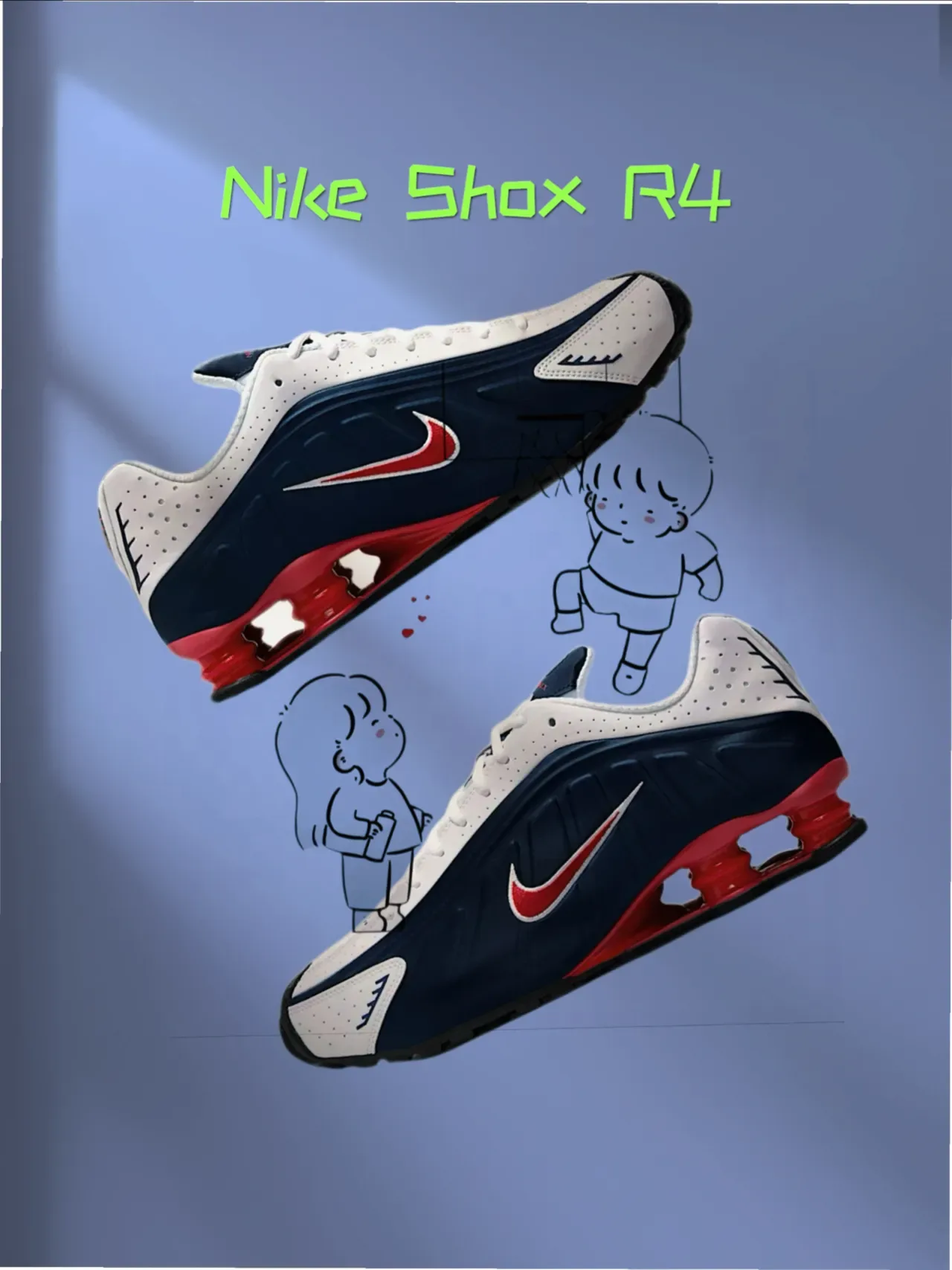 Chaussures Lifestyle Nike Navy Red Shox Système de Coussinement Tige Perforée 8