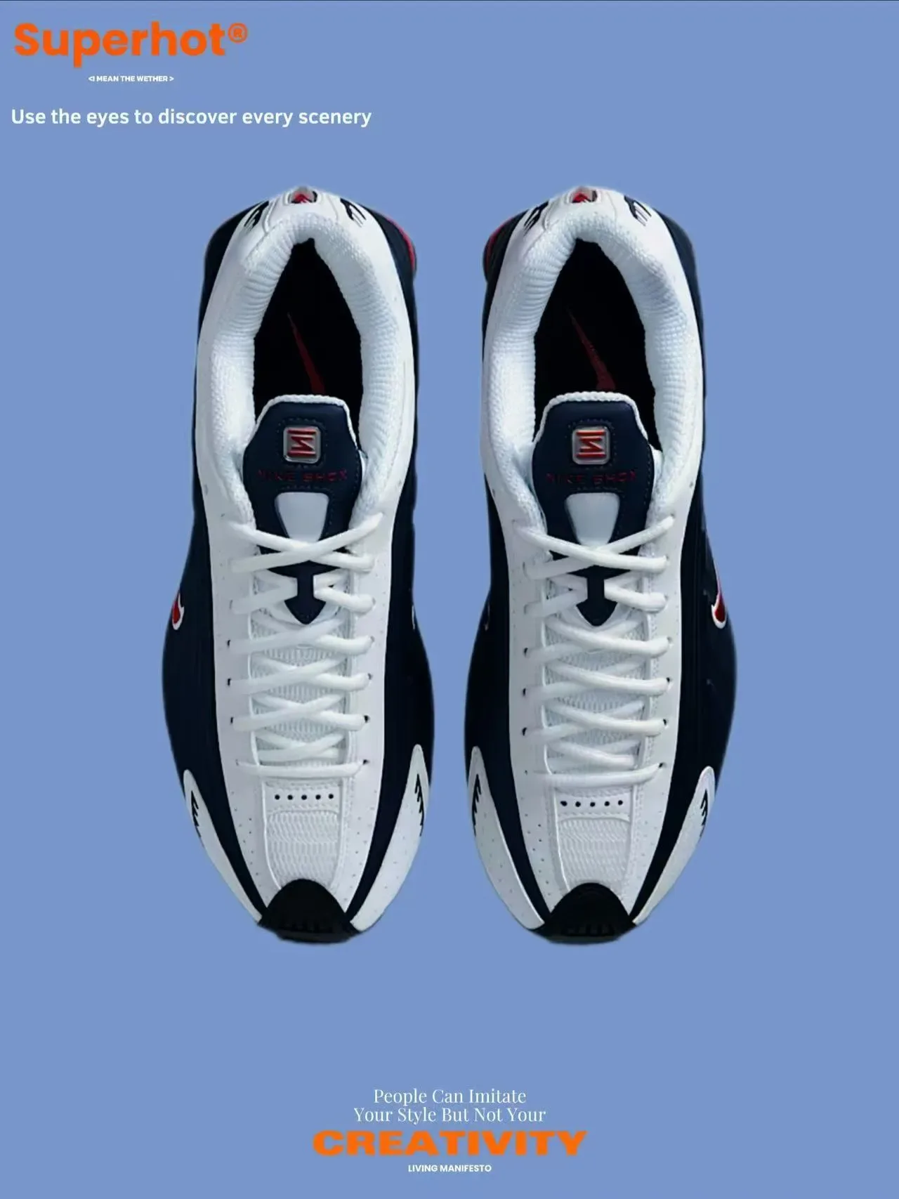 Chaussures Lifestyle Nike Navy Red Shox Système de Coussinement Tige Perforée 10