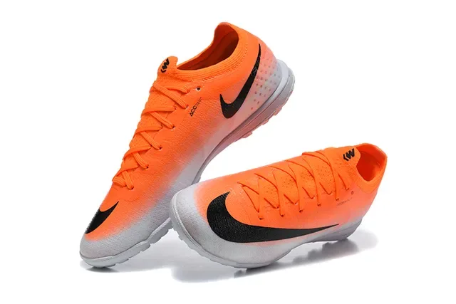 Nike Orange Black Low-Cut Knit Upper Gradient Fade Turf Soccer Shoes 2