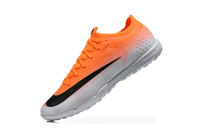 Nike Orange Black Low-Cut Knit Upper Gradient Fade Turf Soccer Shoes 4