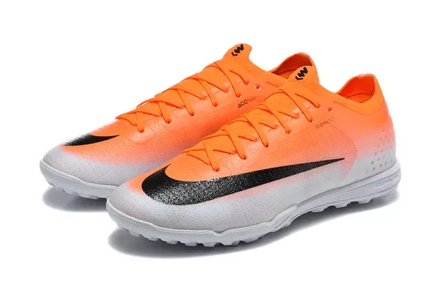 Nike Orange Black Low-Cut Knit Upper Gradient Fade Turf Soccer Shoes 8