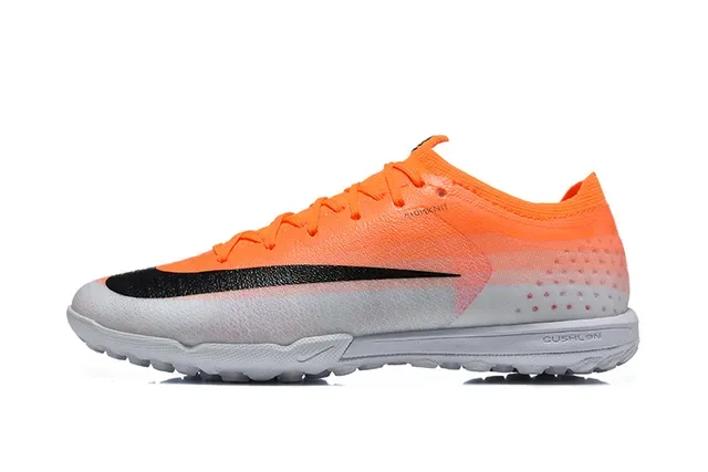 Nike Orange Black Low-Cut Knit Upper Gradient Fade Turf Soccer Shoes 10