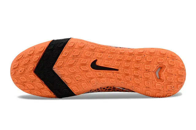 Nike Orange Gray High-Cut Sock-Fit Collar Asymmetric Synthetic Overlay Turf Soccer Shoes 6
