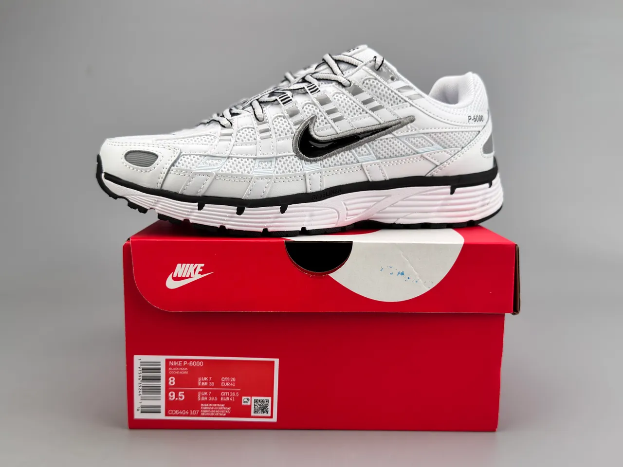 Nike P-6000 White Black Gray Running Shoes 4