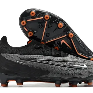 Nike Phantom GT Noir Orange Basse Tissu Supérieur Superpositions Structurelles Terrain Ferme Chaussures de Football