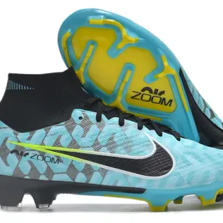 Nike Phantom GT Bleu Noir Haut-Coupé Col Chaussette Ajusté Terre Firme Chaussures de Football