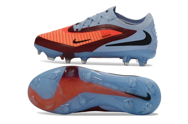 Nike Phantom GT Azul Naranja Bajo Corte Cuello de Tejido Cordones Asimétricos Césped Natural Zapatos de Fútbol 2