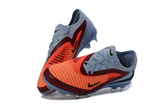 Nike Phantom GT Azul Naranja Bajo Corte Cuello de Tejido Cordones Asimétricos Césped Natural Zapatos de Fútbol 3