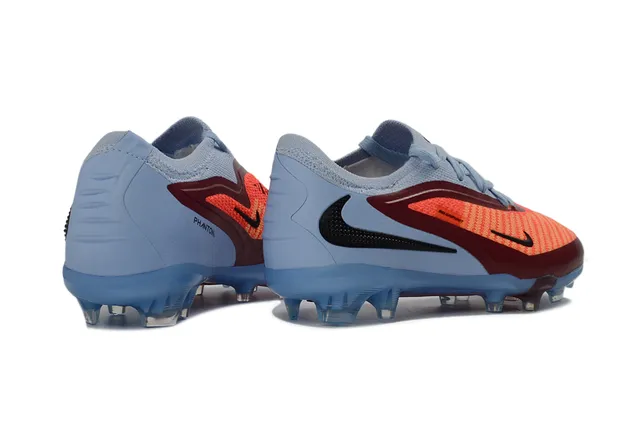 Nike Phantom GT Azul Naranja Bajo Corte Cuello de Tejido Cordones Asimétricos Césped Natural Zapatos de Fútbol 4
