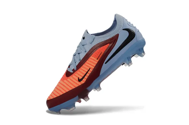 Nike Phantom GT Azul Naranja Bajo Corte Cuello de Tejido Cordones Asimétricos Césped Natural Zapatos de Fútbol 8