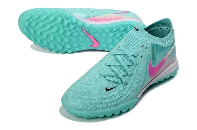 Nike Phantom GT Blue Pink Knit Upper Gradient Swoosh Turf Soccer Shoes 4
