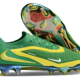 Nike Phantom GT हरी पीली बुनाई ऊपरी इरिडेसेंट सोल फर्म ग्राउंड फुटबॉल जूते