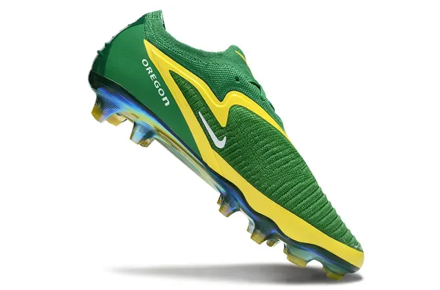 Nike Phantom GT Verde Amarelo Upper Tricô Sol Iridescente Firm-Ground Sapatos de Futebol 2